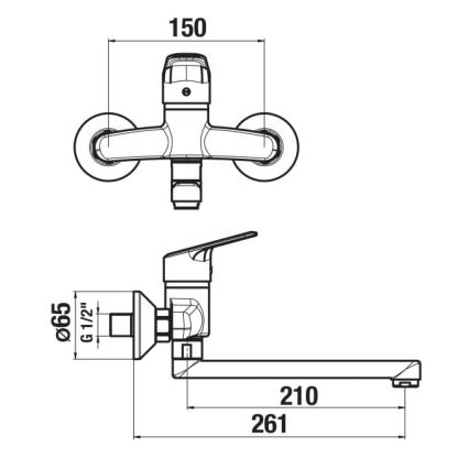JIKA H3112E70042301 - Μπαταρία νιπτήρα TALAS 15x26,1 εκ. γυαλιστερό χρώμιο
