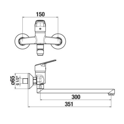 JIKA H3112E70042401 - Μπαταρία νιπτήρος TALAS 15x35,1 cm γυαλιστερό χρώμιο