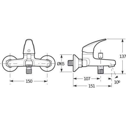 JIKA H3211N70044001 - Μπαταρία μπανιέρας TALAS 13,7 cm γυαλιστερό χρώμιο