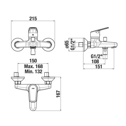 JIKA H3212E70044001 - Μπαταρία μπανιέρας TALAS γυαλιστερό χρώμιο
