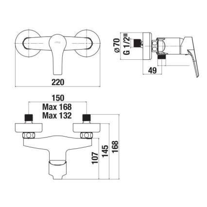 JIKA H3311W70044001 - Μπαταρία ντους CUBE γυαλιστερό χρώμιο