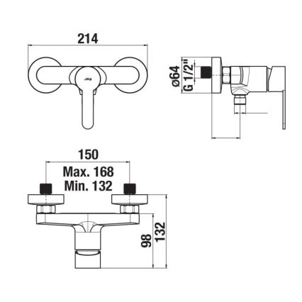 JIKA H3311Z70044001 - Μπαταρία ντους LYRA σε γυαλιστερό χρώμιο
