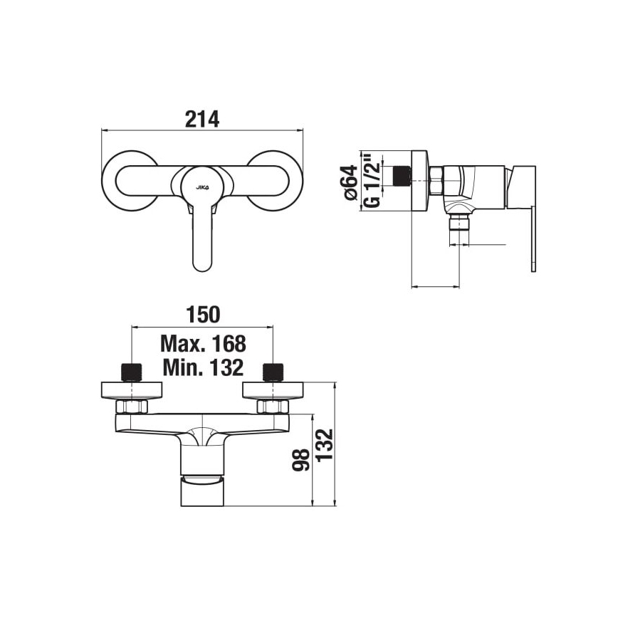 JIKA H3311Z70044001 - Μπαταρία ντους LYRA σε γυαλιστερό χρώμιο