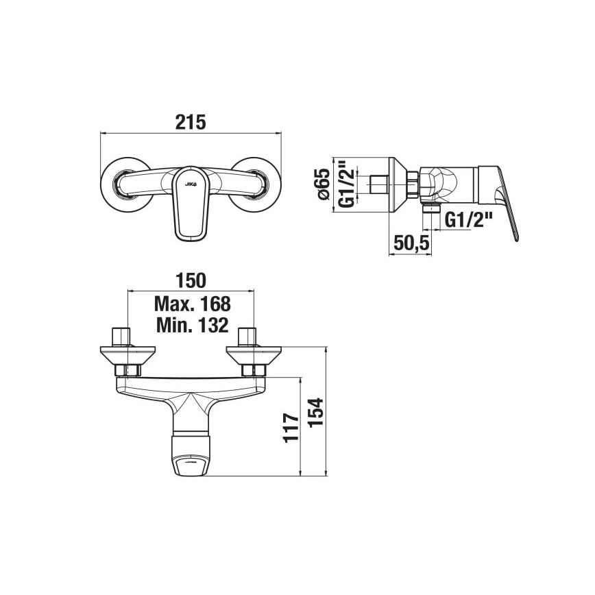 JIKA H3312E70044001 - Μπαταρία ντους TALAS γυαλιστερό χρώμιο