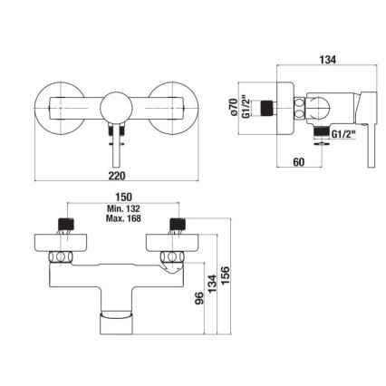 JIKA H3312F70044001 - Μπαταρία ντους MIO γυαλιστερό χρώμιο