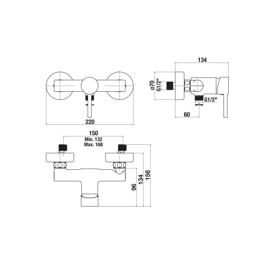 JIKA H3312F70044001 - Μπαταρία ντους MIO γυαλιστερό χρώμιο