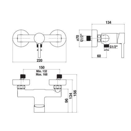JIKA H3312F77164001 - Μπαταρία ντους MIO ματ μαύρη