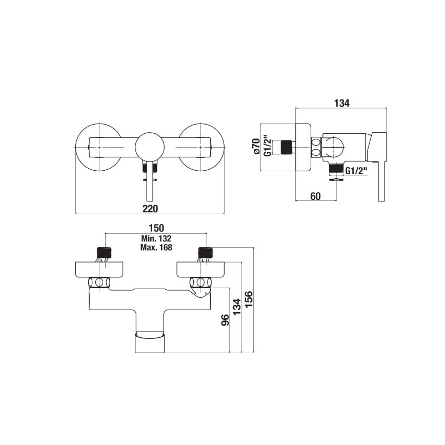 JIKA H3312F77164001 - Μπαταρία ντους MIO ματ μαύρη