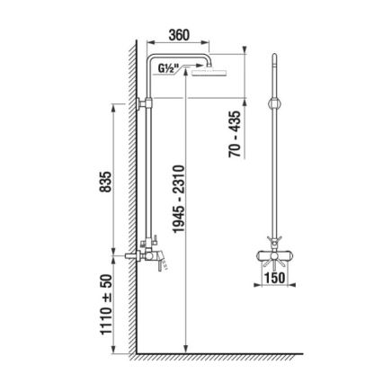 JIKA H3352770040001 - Σετ ντους με μπαταρία LYRA, γυαλιστερό χρώμιο