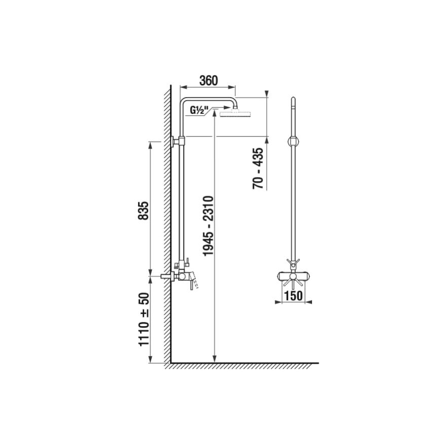 JIKA H3352770040001 - Σετ ντους με μπαταρία LYRA, γυαλιστερό χρώμιο