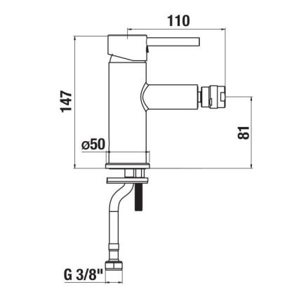 JIKA H3412F17161101 - Μπαταρία μπιντέ MIO 14,7 εκ. ματ μαύρο