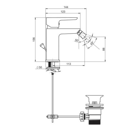 JIKA H3412H10041101 - Μπαταρία μπιντέ PONTA 15,6 cm γυαλιστερό χρώμιο