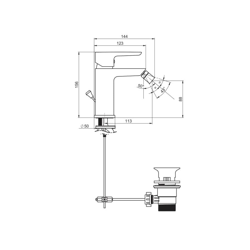 JIKA H3412H10041101 - Μπαταρία μπιντέ PONTA 15,6 cm γυαλιστερό χρώμιο