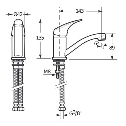JIKA H3511N10042201 - Μπαταρία νεροχύτη TALAS 13,5 εκ. γυαλιστερό χρώμιο