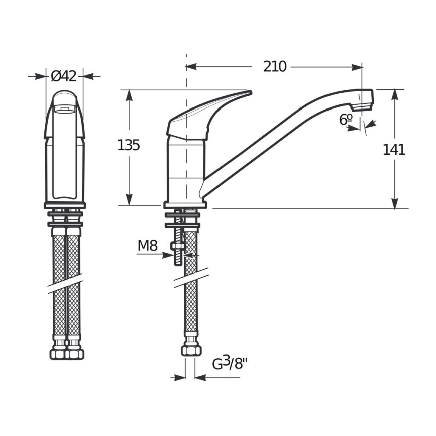 JIKA H3511N10042301 - Μπαταρία κουζίνας TALAS 13,5 cm γυαλιστερό χρώμιο