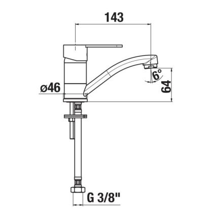 JIKA H3511Z10042201 - Μπαταρία νεροχύτη LYRA 14,3 εκ. γυαλιστερό χρώμιο