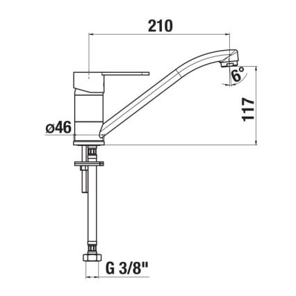 JIKA H3511Z10042301 - Μπαταρία νεροχύτη LYRA 21 εκ. γυαλιστερό χρώμιο