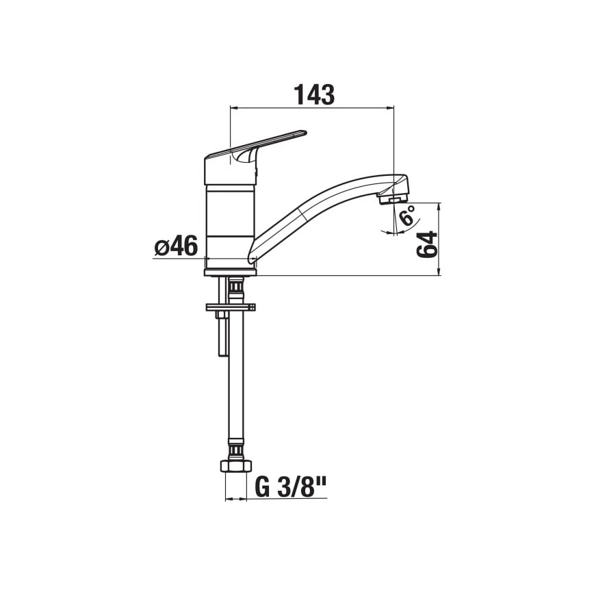 JIKA H3512E10042201 - Μπαταρία νεροχύτη LYRA 14,3 εκ. γυαλιστερό χρώμιο
