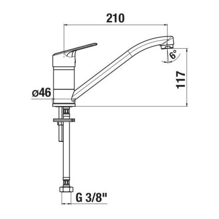 JIKA H3512E10042301 - Μπαταρία νεροχύτη LYRA 21 εκ. γυαλιστερό χρώμιο