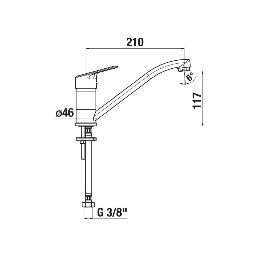 JIKA H3512E10042301 - Μπαταρία νεροχύτη LYRA 21 εκ. γυαλιστερό χρώμιο