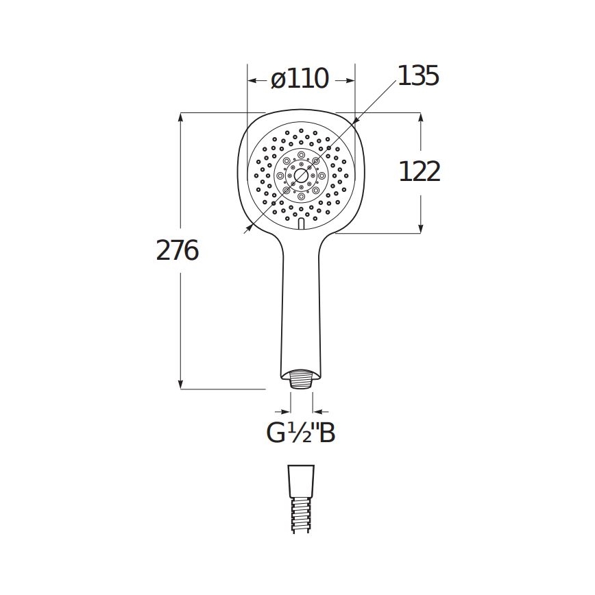 JIKA H3611X20044711 - Χειρολαβή ντους CUBITO σε γυαλιστερό χρώμιο