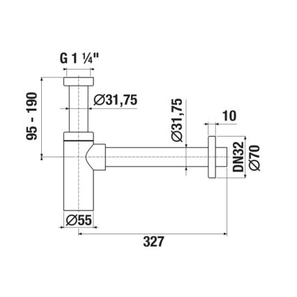 JIKA H3741R00040001 - Στρογγυλό σιφώνι νιπτήρα RIO, γυαλιστερό χρώμιο