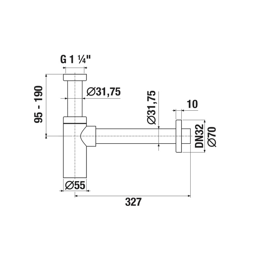 JIKA H3741R00040001 - Στρογγυλό σιφώνι νιπτήρα RIO, γυαλιστερό χρώμιο