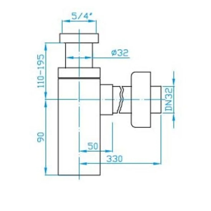 JIKA H3747300040001 - Τετράγωνο σιφόνι νιπτήρα CUBITO, γυαλιστερό χρώμιο