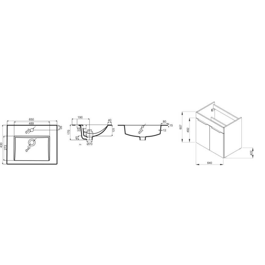 JIKA H4536011763001 - Ντουλάπι μπάνιου με νιπτήρα CUBE 60,7x65 cm λευκό