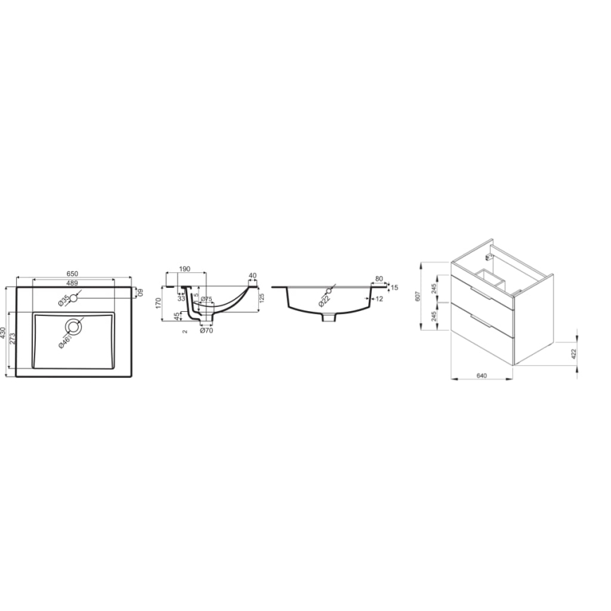 JIKA H4536021763001 - Ντουλάπι μπάνιου με νιπτήρα CUBE 60,7x65 cm λευκό