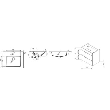 JIKA H4536021763001 - Ντουλάπι μπάνιου με νιπτήρα CUBE 60,7x65 cm λευκό