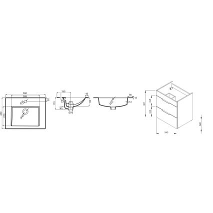 JIKA H4536111763001 - Ντουλάπι μπάνιου με νιπτήρα CUBE 60,7x55 εκ., λευκό