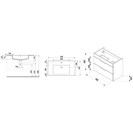 JIKA H4537621763001 - Έπιπλο μπάνιου με νιπτήρα CUBE 80 cm, λευκό
