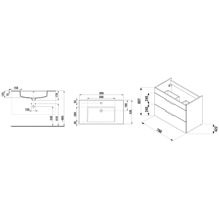 JIKA H4537621763001 - Έπιπλο μπάνιου με νιπτήρα CUBE 80 cm, λευκό