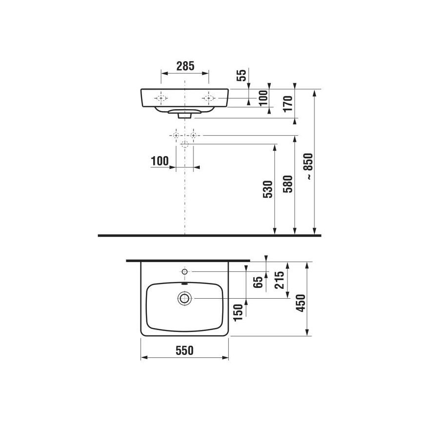 JIKA H8103810001041 - Νιπτήρας κρεμαστός LYRA 55x45 cm κεραμικός/λευκό
