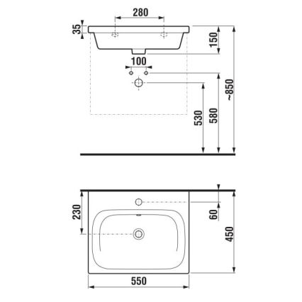 JIKA H8127120001041 - Επιτοίχιος νιπτήρας MIO 55x45 εκ. κεραμικός/λευκός