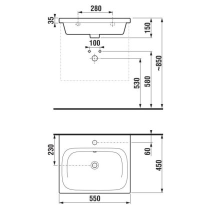 JIKA H8127127161041 - Νιπτήρας κρεμαστός MIO 55x45 cm κεραμικός/ματ μαύρο