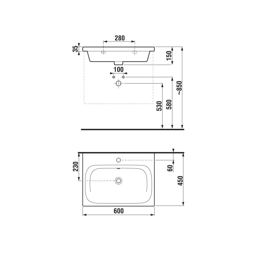 JIKA H8127130001041 - Επιτοίχιος νιπτήρας MIO 60x45 εκ. κεραμικός/λευκός