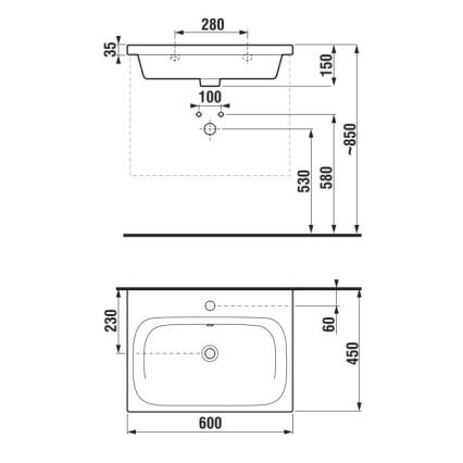 JIKA H8127130001041 - Νιπτήρας κρεμαστός MIO 60x45 cm κεραμικός/λευκό