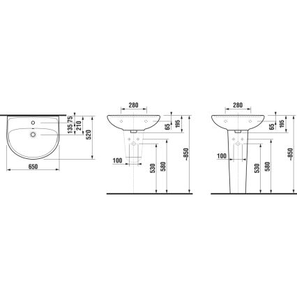 JIKA H8143840001041 - Νιπτήρας κρεμαστός LYRA 65x52 cm κεραμικός/λευκό