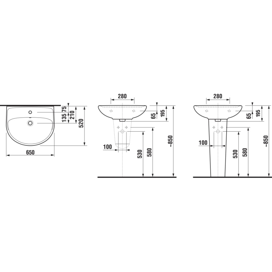 JIKA H8143840001041 - Νιπτήρας κρεμαστός LYRA 65x52 cm κεραμικός/λευκό