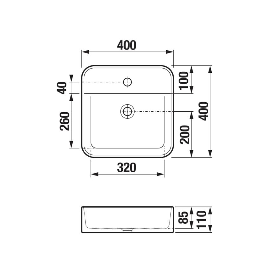 JIKA H8183610001111 - Νιπτήρας επιτραπέζιος ASTRA 40x40 εκ. κεραμικός/λευκός