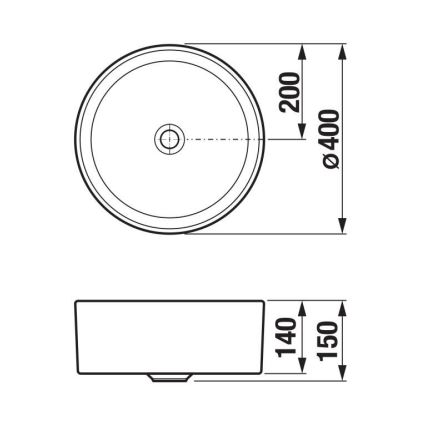 JIKA H8184207161121 - Νιπτήρας επιτραπέζιος CUBITO διάμετρος 40 εκ. κεραμικός/ματ μαύρο