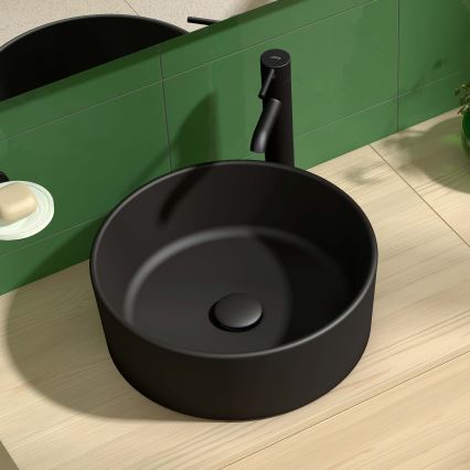 JIKA H8184207161121 - Νιπτήρας μπάνιου CUBITO διάμετρος 40 cm κεραμικός/ματ μαύρο
