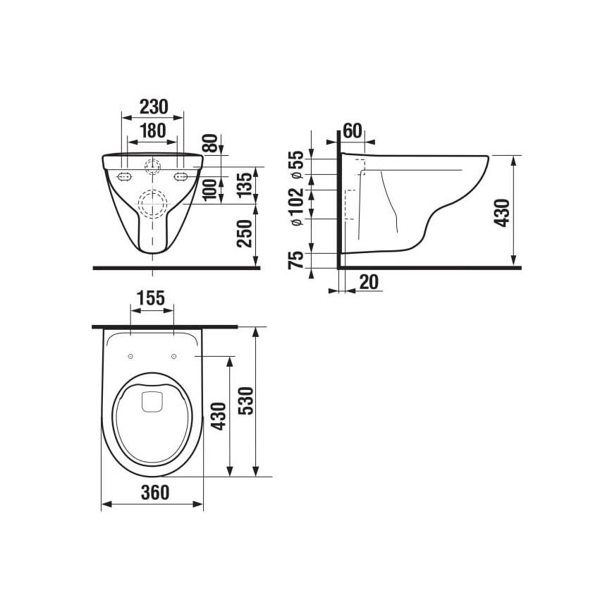 JIKA H8213840000001 - Επιτοίχιο WC LYRA κεραμικό/λευκό
