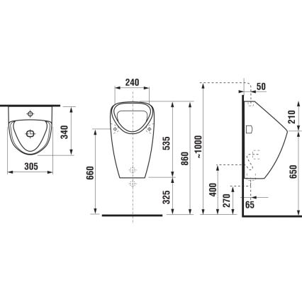 JIKA H8430610000001 - Ουρητήρας GOLEM, εσωτερική παροχή, πίσω αποχέτευση, κεραμικό/λευκό