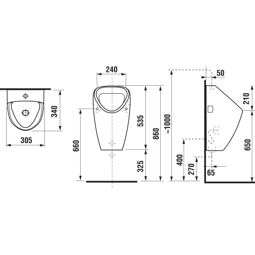JIKA H8430610000001 - Ουρητήρας GOLEM, εσωτερική παροχή, πίσω αποχέτευση, κεραμικό/λευκό