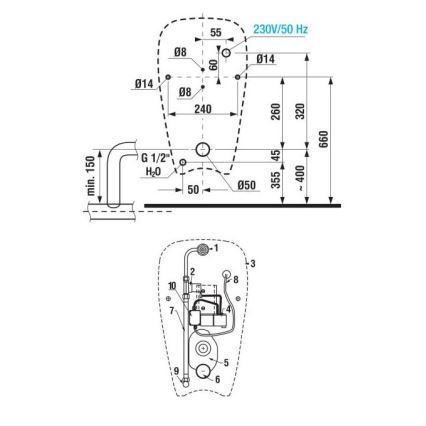 JIKA H8430700004901 - Ουρητήριο με αισθητήρα GOLEM 230V εσωτερική είσοδος, οπίσθια απόρριψη κεραμικός/λευκό