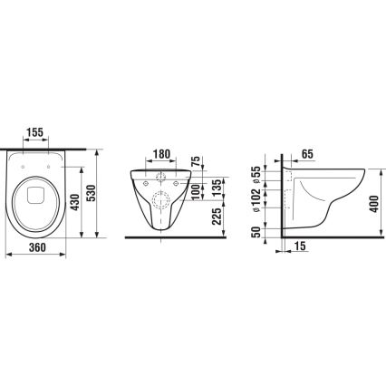 JIKA H8663810000001- Κρεμαστή λεκάνη WC LYRA κεραμική/λευκή + κάθισμα WC LYRA duroplast/λευκό