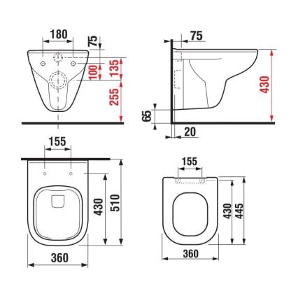 JIKA H8666140000001 - Κρεμαστή λεκάνη WC DEEP κεραμική/λευκή + κάθισμα WC SoftClose DEEP duroplast/λευκό